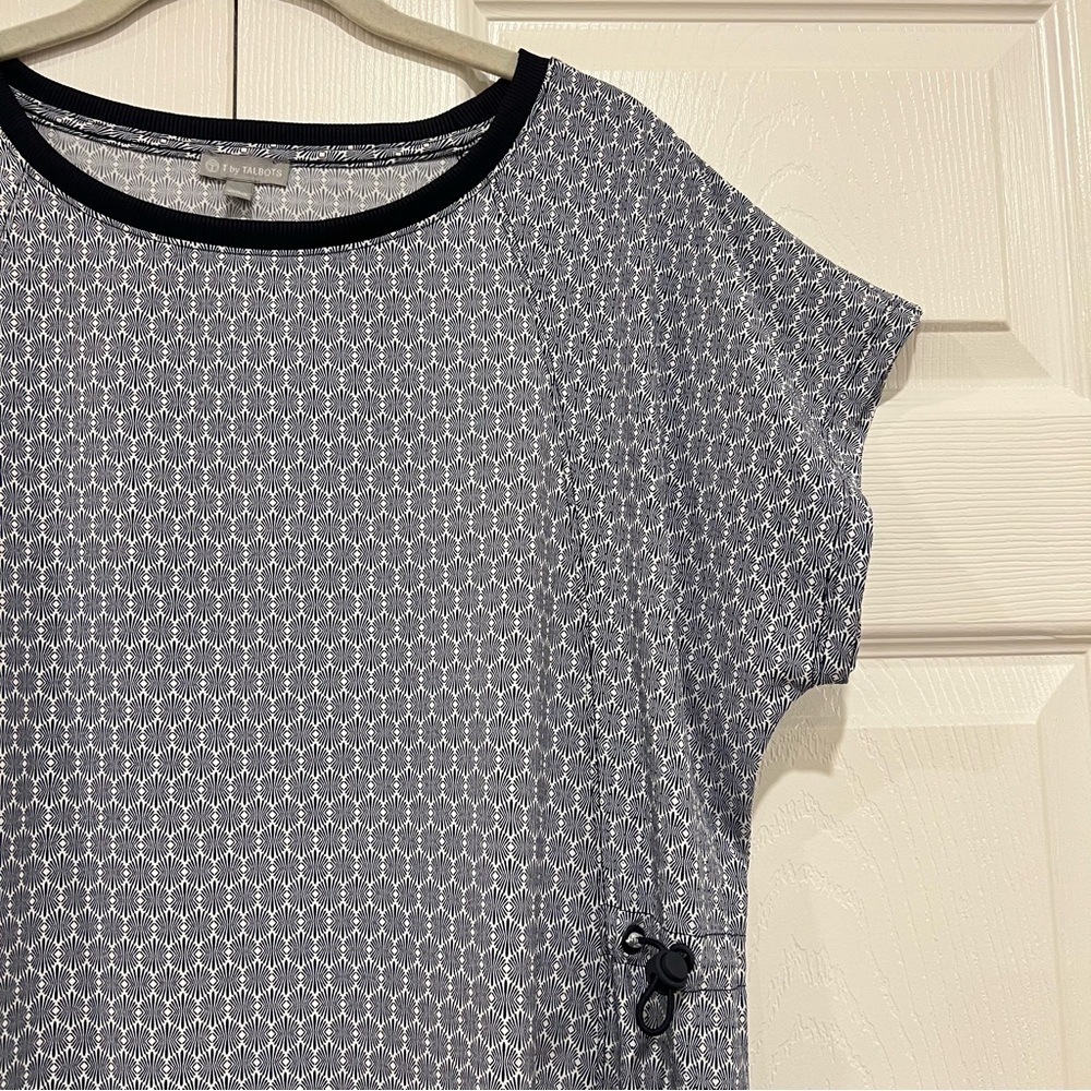 T by Talbots Zip Pocket Adjustable Waist Geometric Midi Dress Womens Size Large - Picture 3 of 9